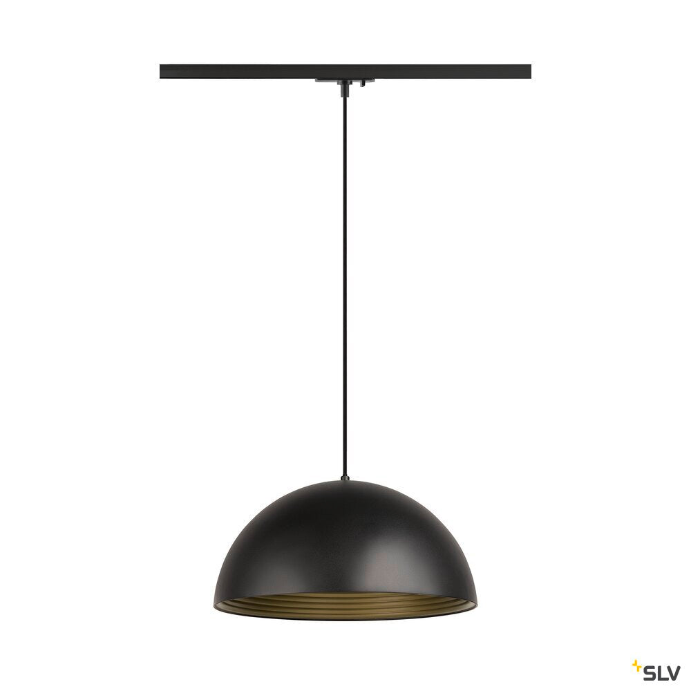 SLV FORCHINI M 40 TRACK, 1~ pendant light, E27, pendant length 150 cm, black adapter, 1x max. 40 W, matt black / matt gold 1008540