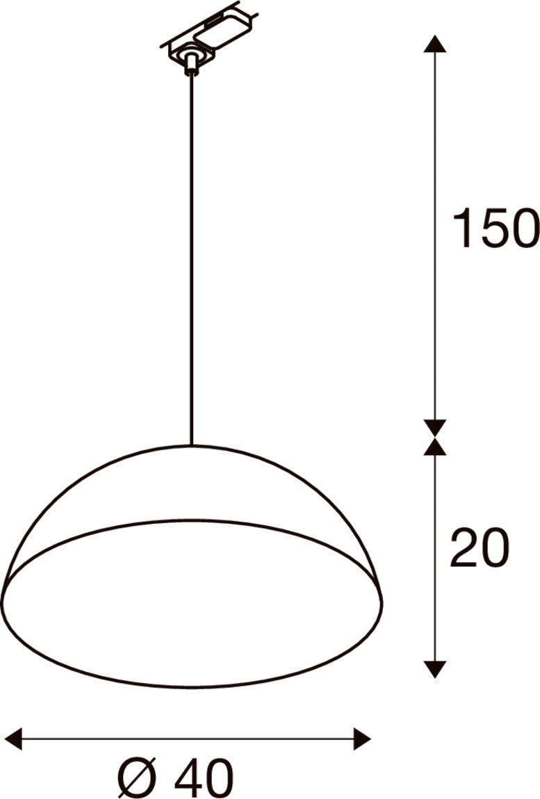 SLV FORCHINI M 40 TRACK, 3~ pendant light, E27, pendant length 150 cm, adapter black, 1x max. 40 W, matt black / matt gold 1008541