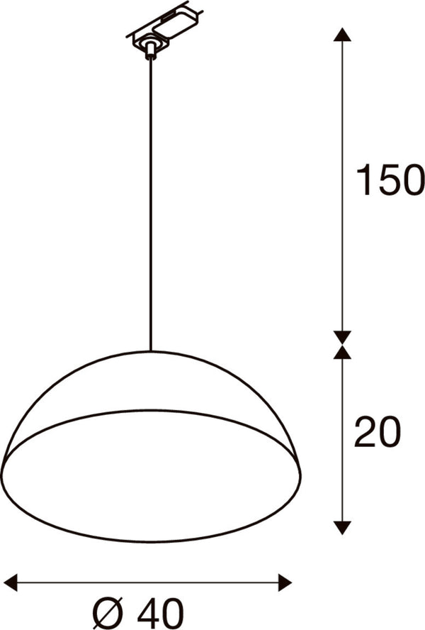 SLV FORCHINI M 40 TRACK, 3~ pendant light, E27, pendant length 150 cm, adapter black, 1x max. 40 W, matt black / matt gold 1008541