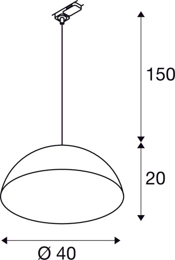 Black Track Light Pendant  Fitting FORCHINI 1008540 M 40CM TRACK, light, E27, matt black / matt gold
