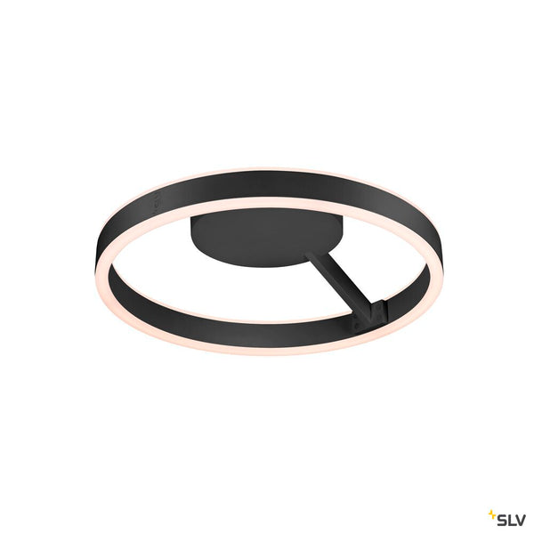 SLV ONE, wall and ceiling-mounted light, round, 2700/3000 K, 14 W, PHASE, 130°, black 1008547