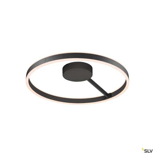 SLV ONE, wall and ceiling-mounted light, round, 2700/3000 K, 23 W, PHASE, 130°, black 1008550