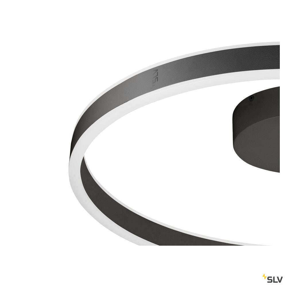 SLV ONE, wall and ceiling-mounted light, round, 2700/3000 K, 23 W, PHASE, 130°, black 1008550
