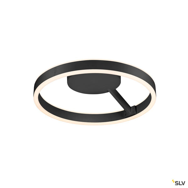 SLV ONE, wall and ceiling-mounted light, round, 2700/3000 K, 14 W, DALI, touch, 130°, black 1008553