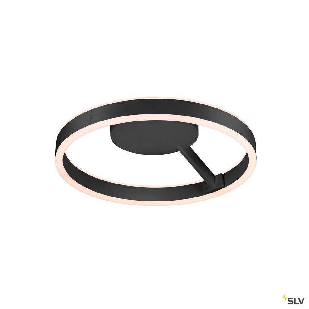 SLV ONE, wall and ceiling-mounted light, round, 2700/3000 K, 14 W, DALI, touch, 130°, black 1008553