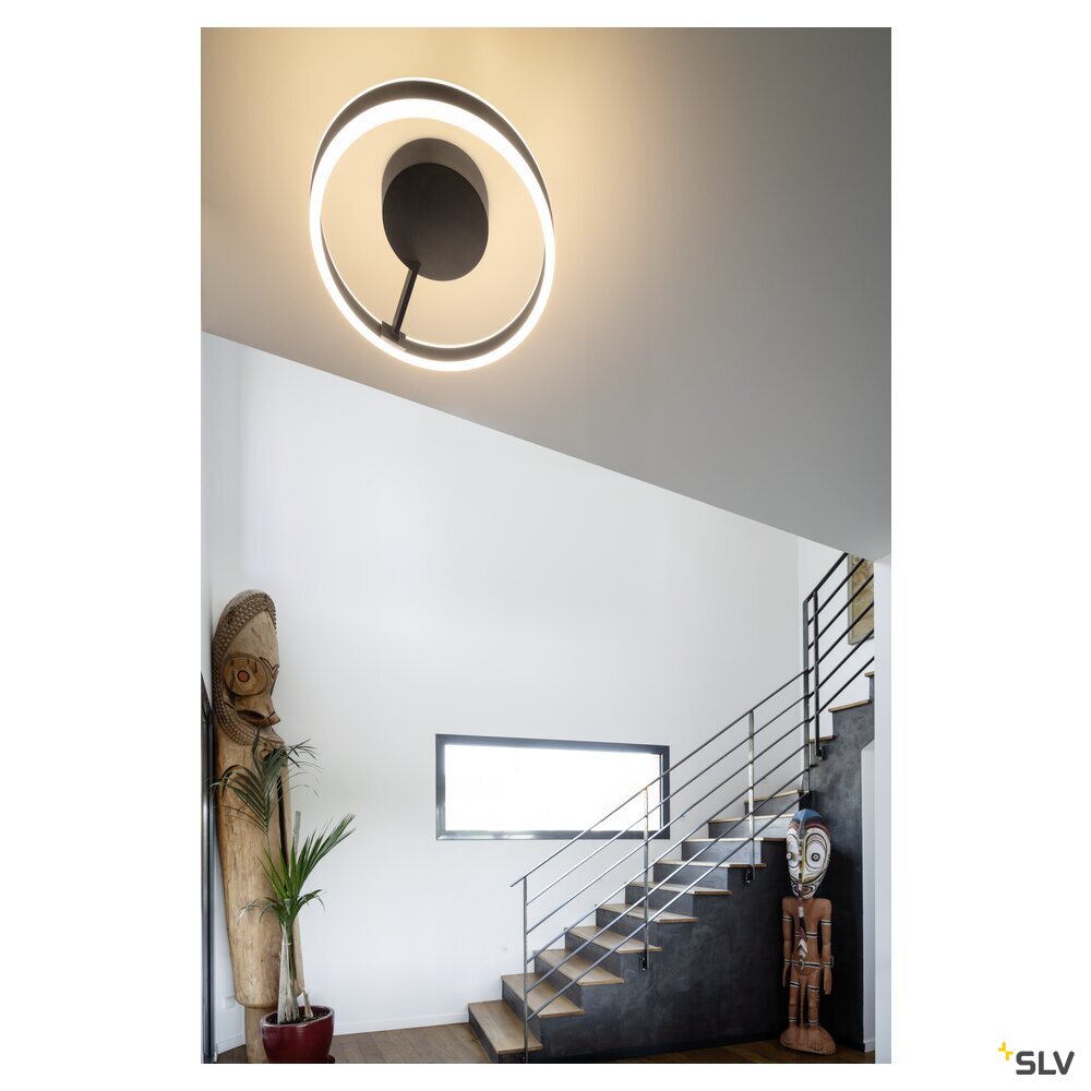 SLV ONE, wall and ceiling-mounted light, round, 2700/3000 K, 14 W, DALI, touch, 130°, black 1008553