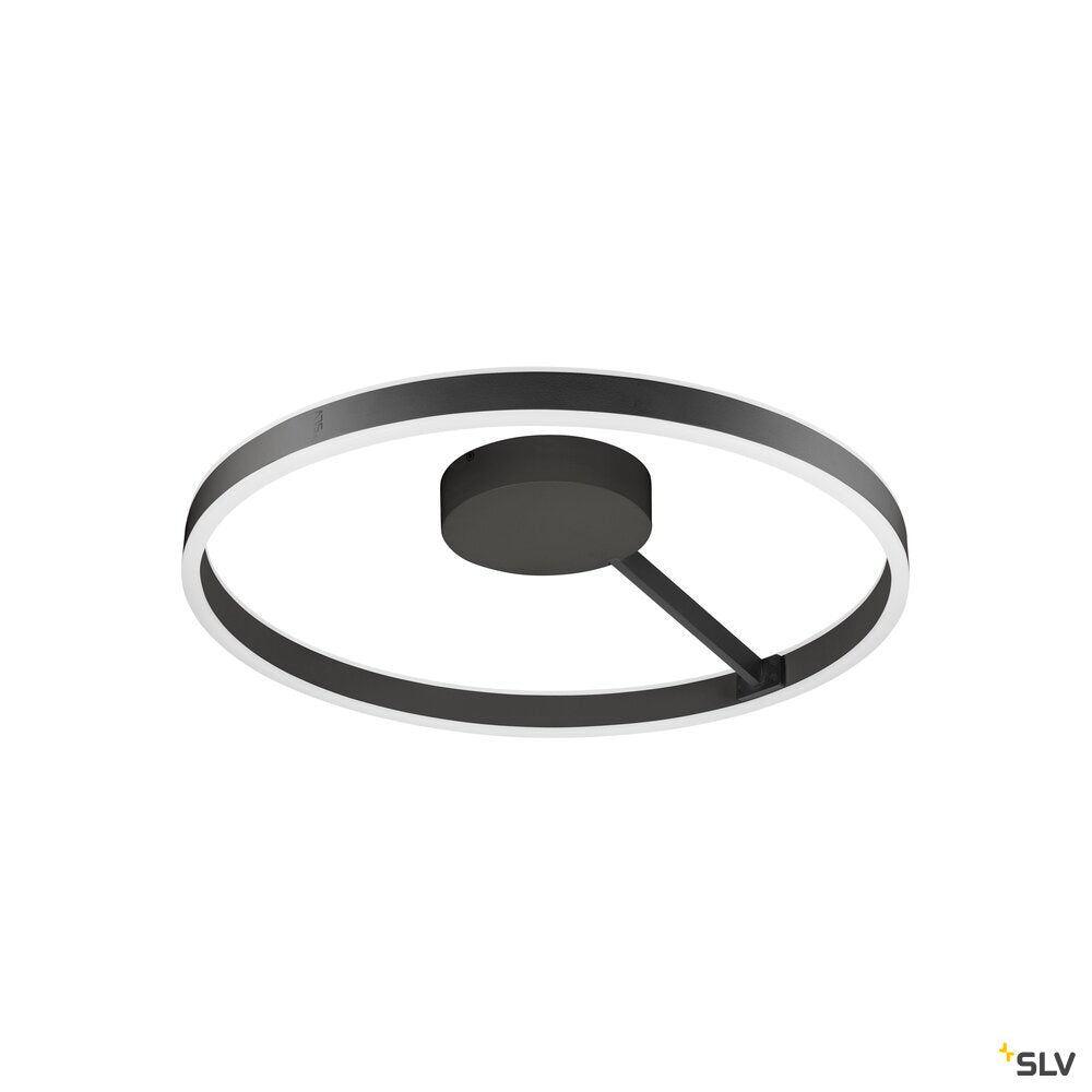 SLV ONE, wall and ceiling-mounted light, round, 2700/3000 K, 23 W, DALI, touch, 130°, black 1008556