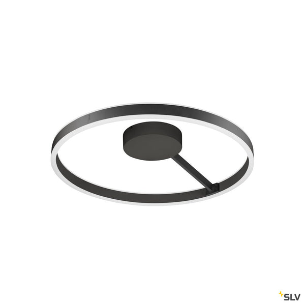 SLV ONE, wall and ceiling-mounted light, round, 2700/3000 K, 23 W, DALI, touch, 130°, black 1008556