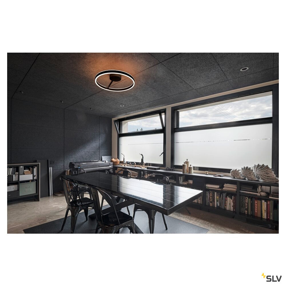 SLV ONE, wall and ceiling-mounted light, round, 2700/3000 K, 23 W, DALI, touch, 130°, black 1008556