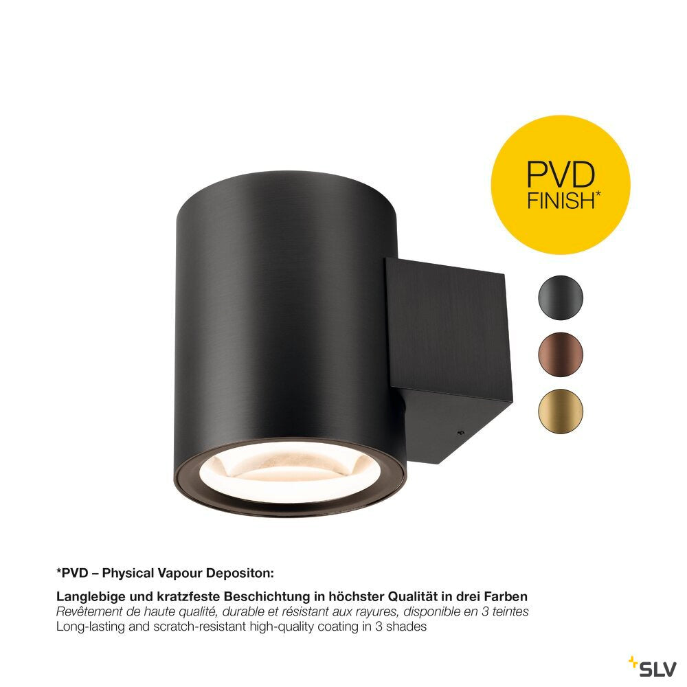 SLV OCULUS, wall-mounted light, round, 2000-3000 K, 15 W, dim-to-warm, PHASE, 100°, dark bronze 1008612