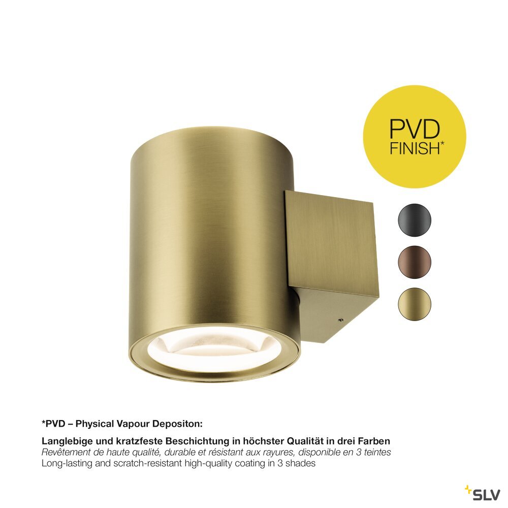 SLV OCULUS, wall-mounted light, round, 2000-3000 K, 15 W, dim-to-warm, PHASE, 100°, brass 1008613
