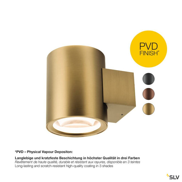 SLV OCULUS, wall-mounted light, round, 2000-3000 K, 15 W, dim-to-warm, PHASE, 100°, brass 1008613