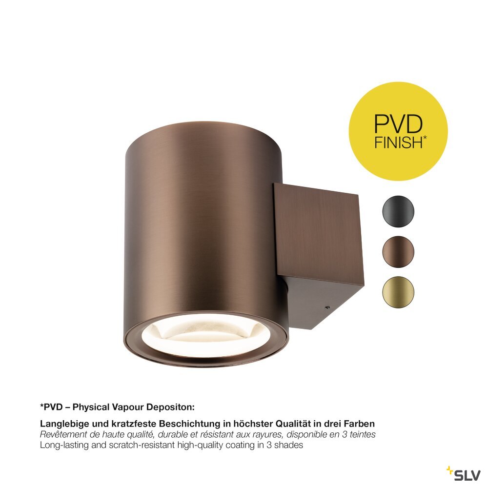 SLV OCULUS, wall-mounted light, round, 2000-3000 K, 15 W, dim-to-warm, PHASE, 100°, dark copper 1008614