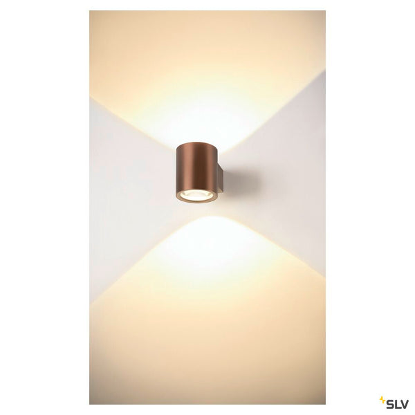 SLV OCULUS, wall-mounted light, round, 2000-3000 K, 15 W, dim-to-warm, PHASE, 100°, dark copper 1008614