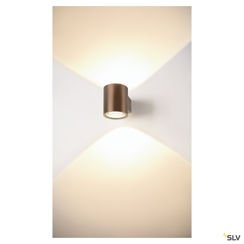 SLV OCULUS, wall-mounted light, round, 2000-3000 K, 15 W, dim-to-warm, PHASE, 100°, dark copper 1008614
