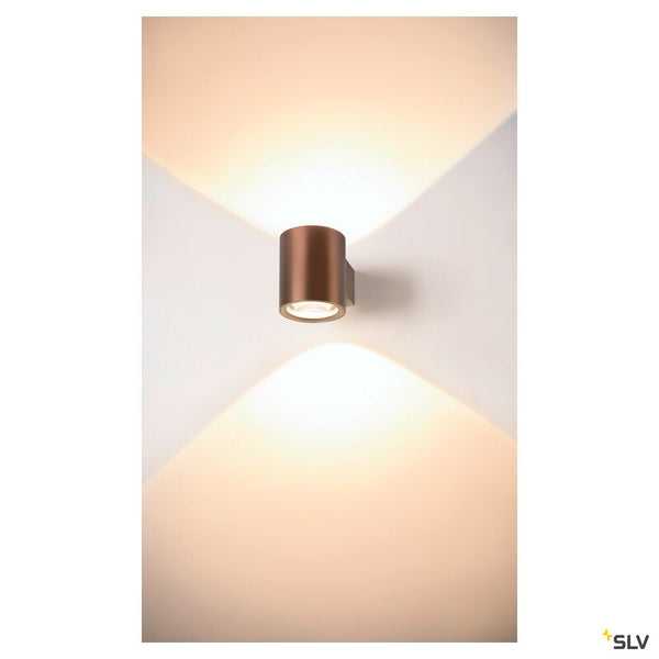 SLV OCULUS, wall-mounted light, round, 2000-3000 K, 15 W, dim-to-warm, PHASE, 100°, dark copper 1008614