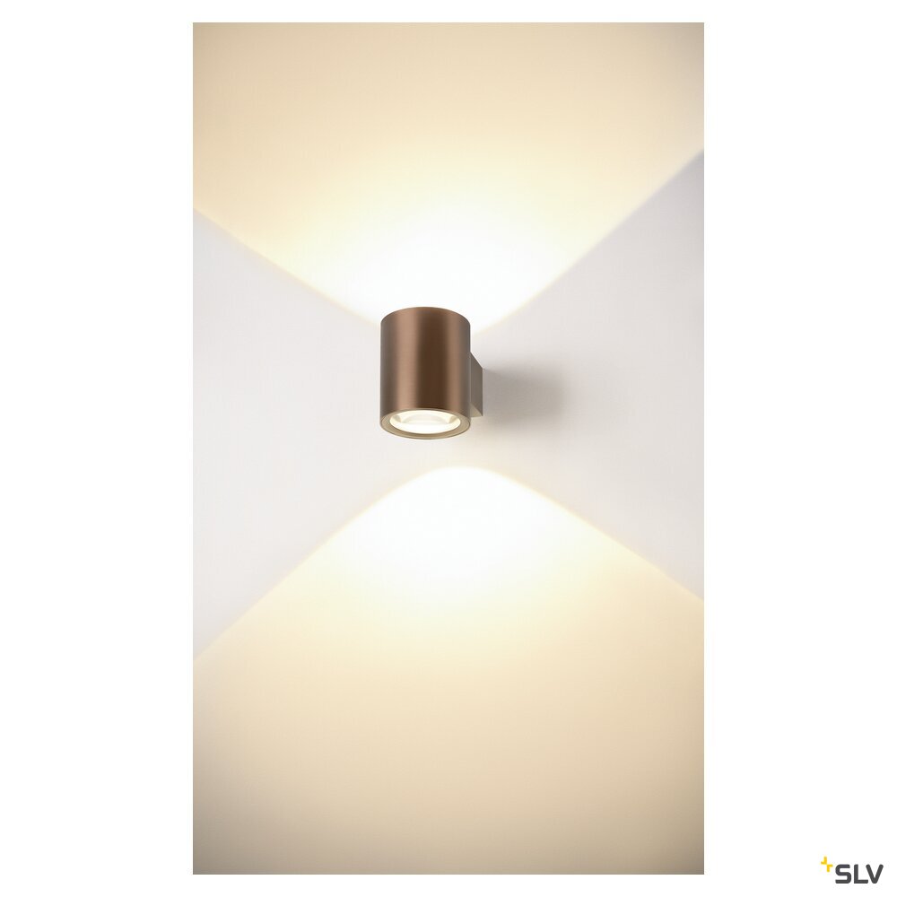 SLV OCULUS, wall-mounted light, round, 2000-3000 K, 15 W, dim-to-warm, PHASE, 100°, dark copper 1008614