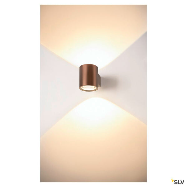 SLV OCULUS, wall-mounted light, round, 2000-3000 K, 15 W, dim-to-warm, PHASE, 100°, dark copper 1008614