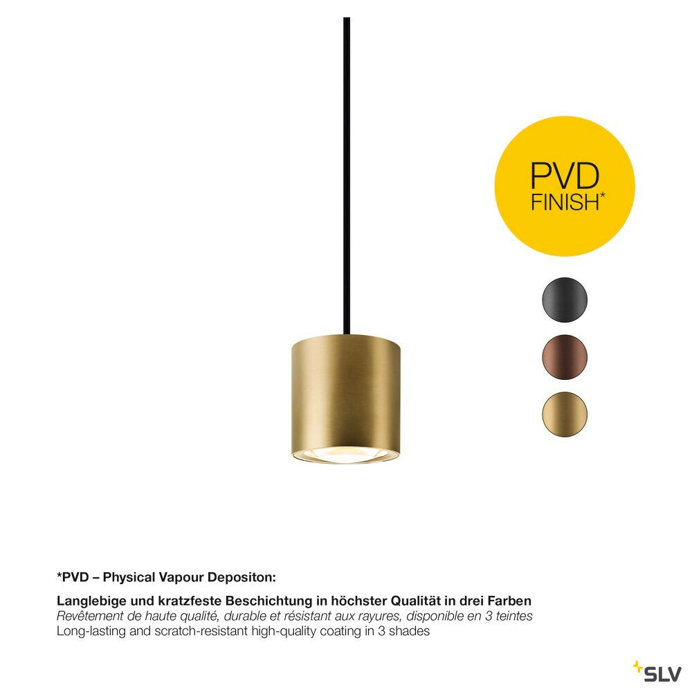 SLV OCULUS, pendant light, pendant length 250 cm, 2000-3000 K, 100°, dim-to-warm, PHASE, brass 1008616