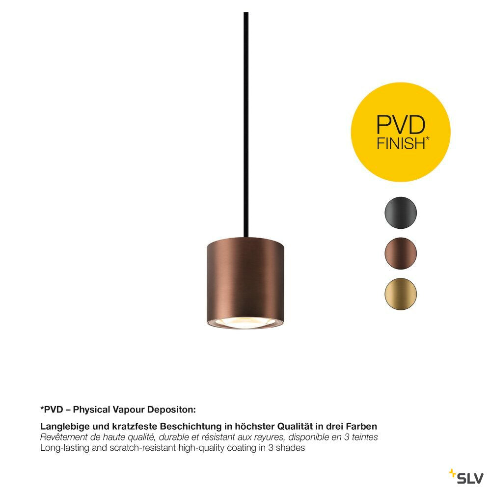 SLV OCULUS, pendant light, pendant length 250 cm, 2000-3000 K, 100°, dim-to-warm, PHASE, dark copper 1008617
