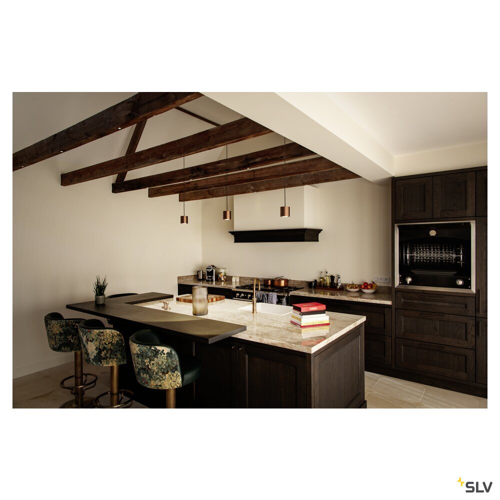 SLV OCULUS, pendant light, pendant length 250 cm, 2000-3000 K, 100°, dim-to-warm, PHASE, dark copper 1008617
