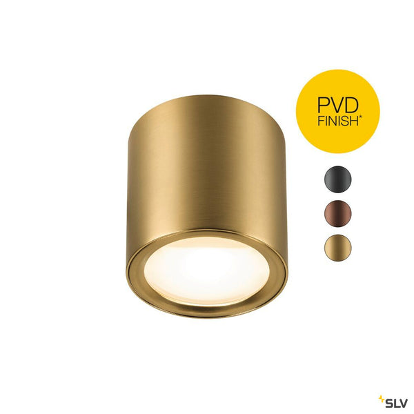 SLV OCULUS, surface-mounted ceiling light, round, 2000-3000 K, 11 W, dim-to-warm, PHASE, 100°, brass 1008619