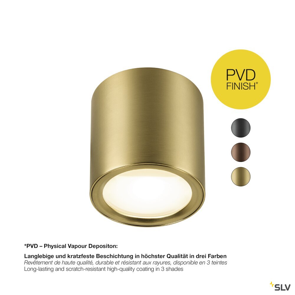 SLV OCULUS, surface-mounted ceiling light, round, 2000-3000 K, 11 W, dim-to-warm, PHASE, 100°, brass 1008619