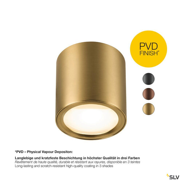 SLV OCULUS, surface-mounted ceiling light, round, 2000-3000 K, 11 W, dim-to-warm, PHASE, 100°, brass 1008619