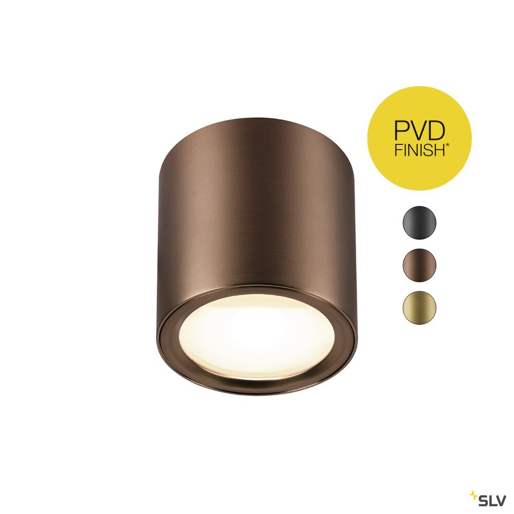 SLV OCULUS, surface-mounted ceiling light, round, 2000-3000 K, 11 W, dim-to-warm, PHASE, 100°, dark copper 1008620