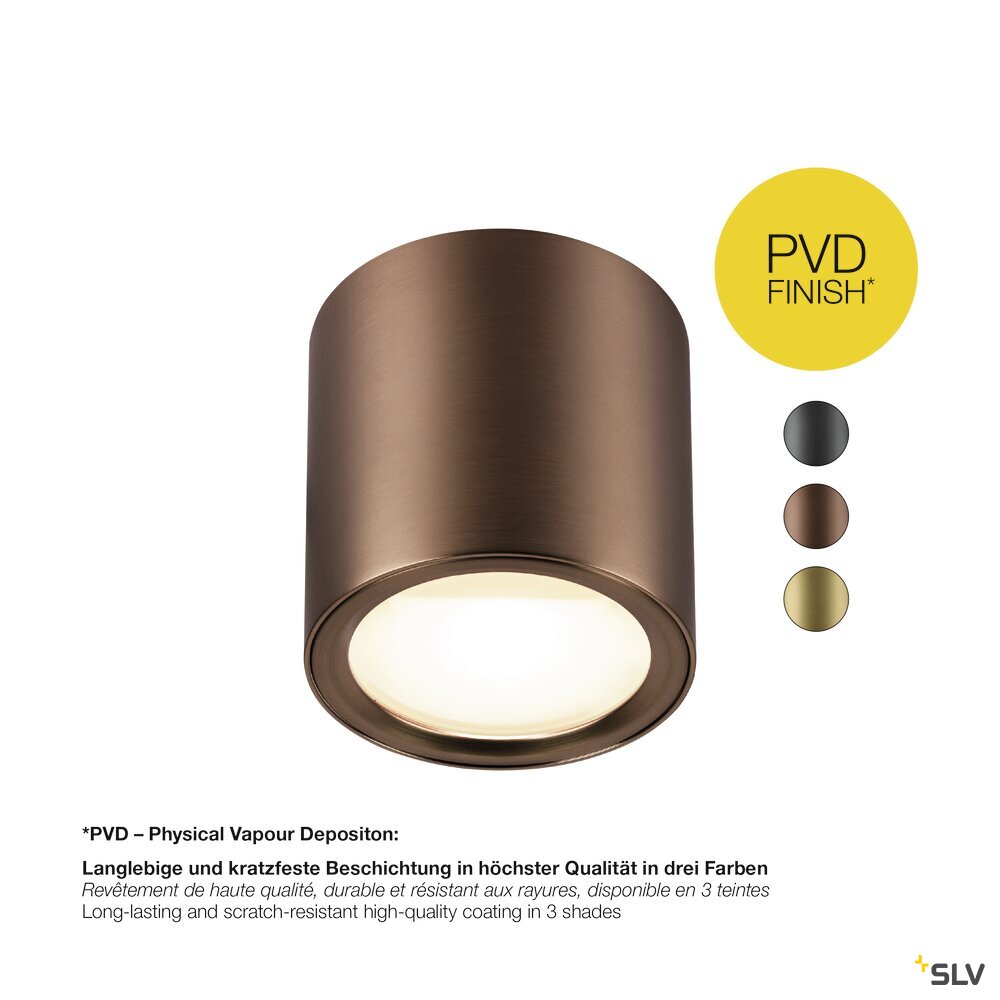SLV OCULUS, surface-mounted ceiling light, round, 2000-3000 K, 11 W, dim-to-warm, PHASE, 100°, dark copper 1008620