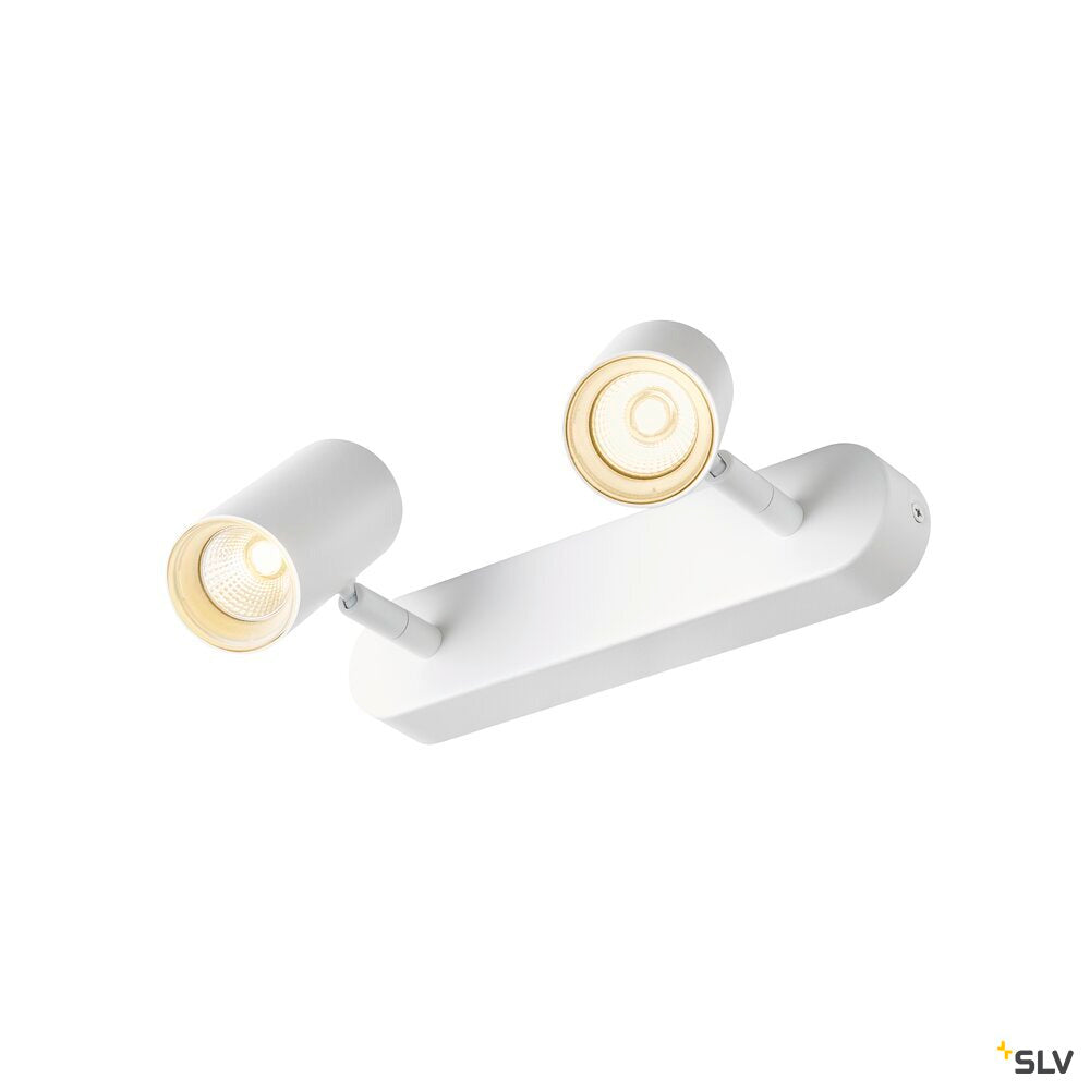 SLV NOBLO®, wall and ceiling-mounted light, double, round, 2000-3000 K, 15 W, dim-to-warm, PHASE, 36°, white 1008704