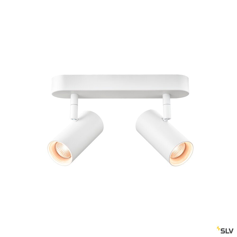 SLV NOBLO®, wall and ceiling-mounted light, double, round, 2000-3000 K, 15 W, dim-to-warm, PHASE, 36°, white 1008704