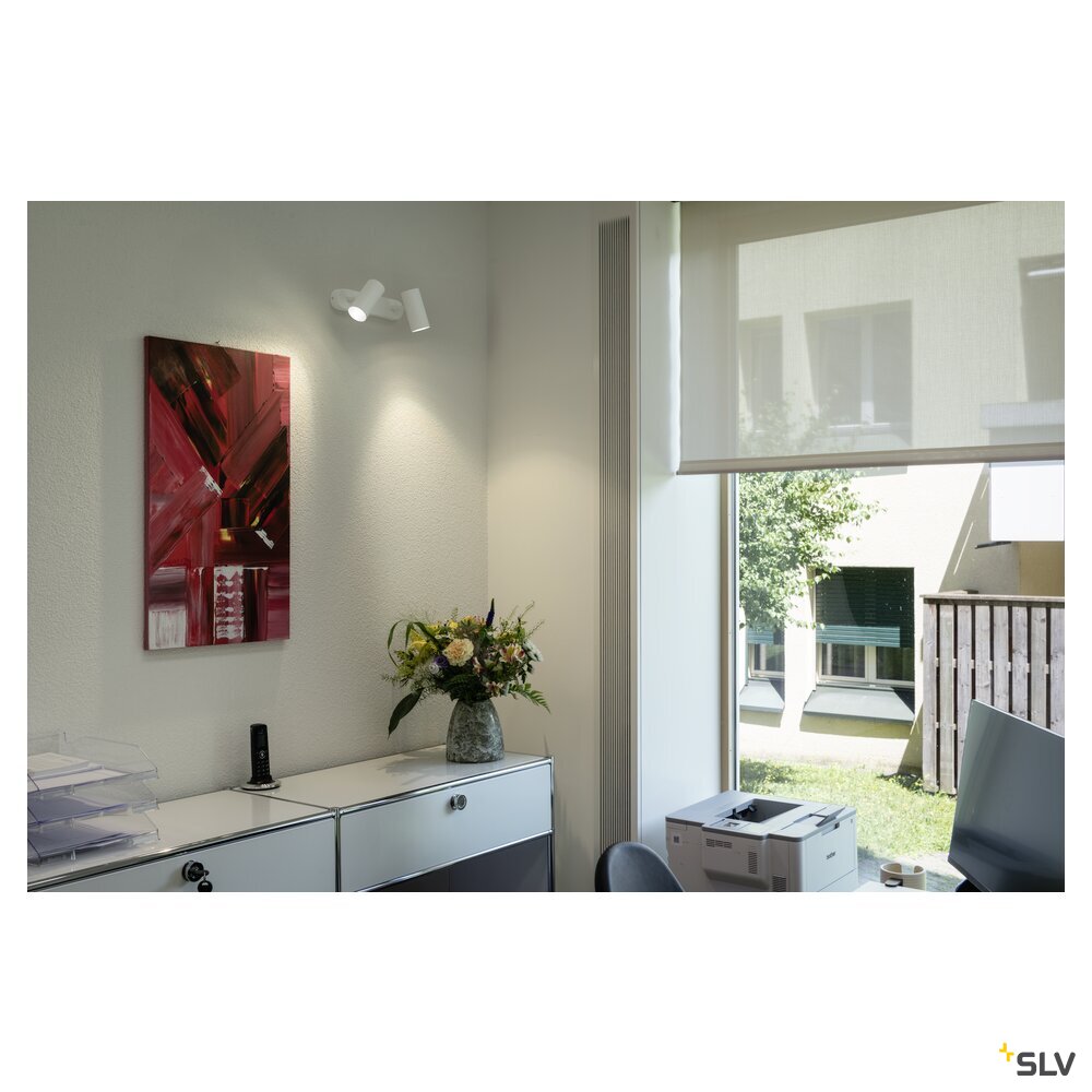 SLV NOBLO®, wall and ceiling-mounted light, double, round, 2000-3000 K, 15 W, dim-to-warm, PHASE, 36°, white 1008704