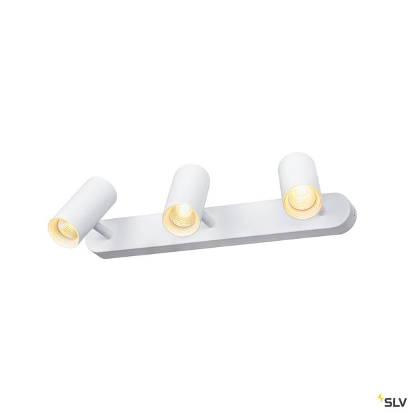 SLV NOBLO®, wall and ceiling-mounted light, triple, round, 2000-3000 K, 22 W, dim-to-warm, PHASE, 36°, white 1008705