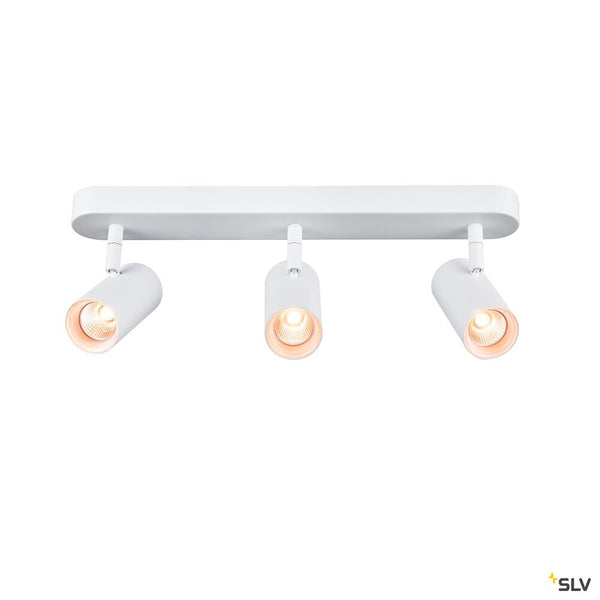 SLV NOBLO®, wall and ceiling-mounted light, triple, round, 2000-3000 K, 22 W, dim-to-warm, PHASE, 36°, white 1008705