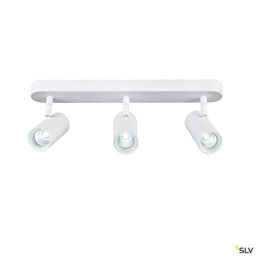 SLV NOBLO®, wall and ceiling-mounted light, triple, round, 2000-3000 K, 22 W, dim-to-warm, PHASE, 36°, white 1008705
