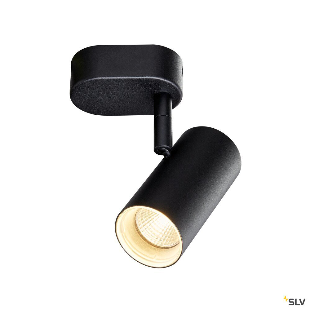SLV NOBLO®, wall and ceiling-mounted light, single, round, 2000-3000 K, 8 W, dim-to-warm, PHASE, 36°, black 1008706