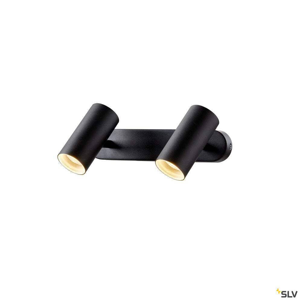 SLV NOBLO®, wall and ceiling-mounted light, double, round, 2000-3000 K, 15 W, dim-to-warm, PHASE, 36°, black 1008707