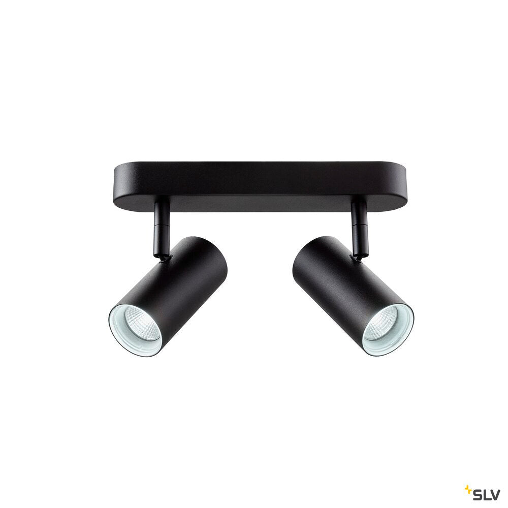 SLV NOBLO®, wall and ceiling-mounted light, double, round, 2000-3000 K, 15 W, dim-to-warm, PHASE, 36°, black 1008707