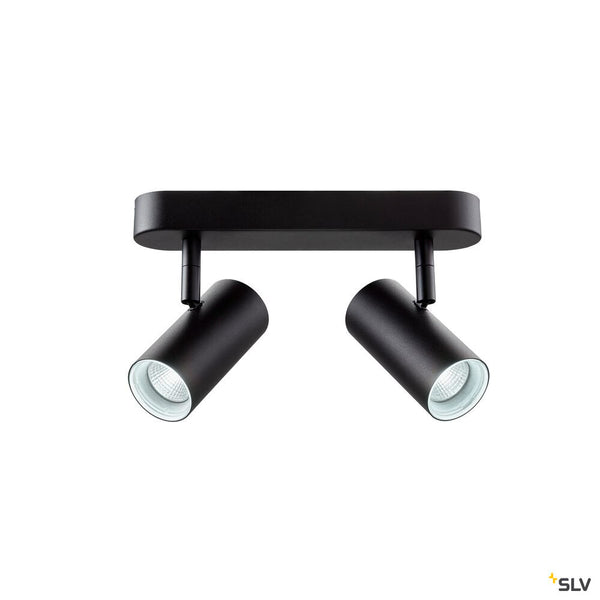 SLV NOBLO®, wall and ceiling-mounted light, double, round, 2000-3000 K, 15 W, dim-to-warm, PHASE, 36°, black 1008707