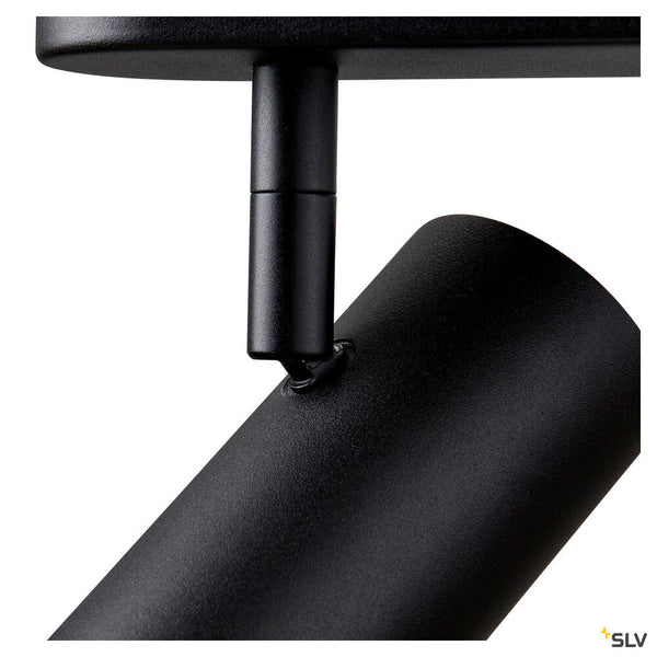 SLV NOBLO®, wall and ceiling-mounted light, double, round, 2000-3000 K, 15 W, dim-to-warm, PHASE, 36°, black 1008707