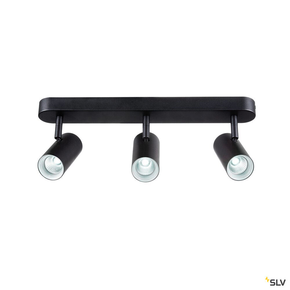 SLV NOBLO®, wall and ceiling-mounted light, triple, round, 2000-3000 K, 22 W, dim-to-warm, PHASE, 36°, black 1008708