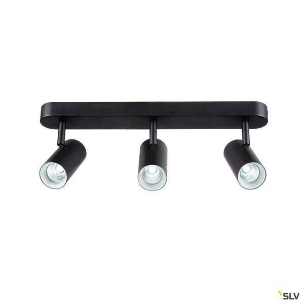 SLV NOBLO®, wall and ceiling-mounted light, triple, round, 2000-3000 K, 22 W, dim-to-warm, PHASE, 36°, black 1008708