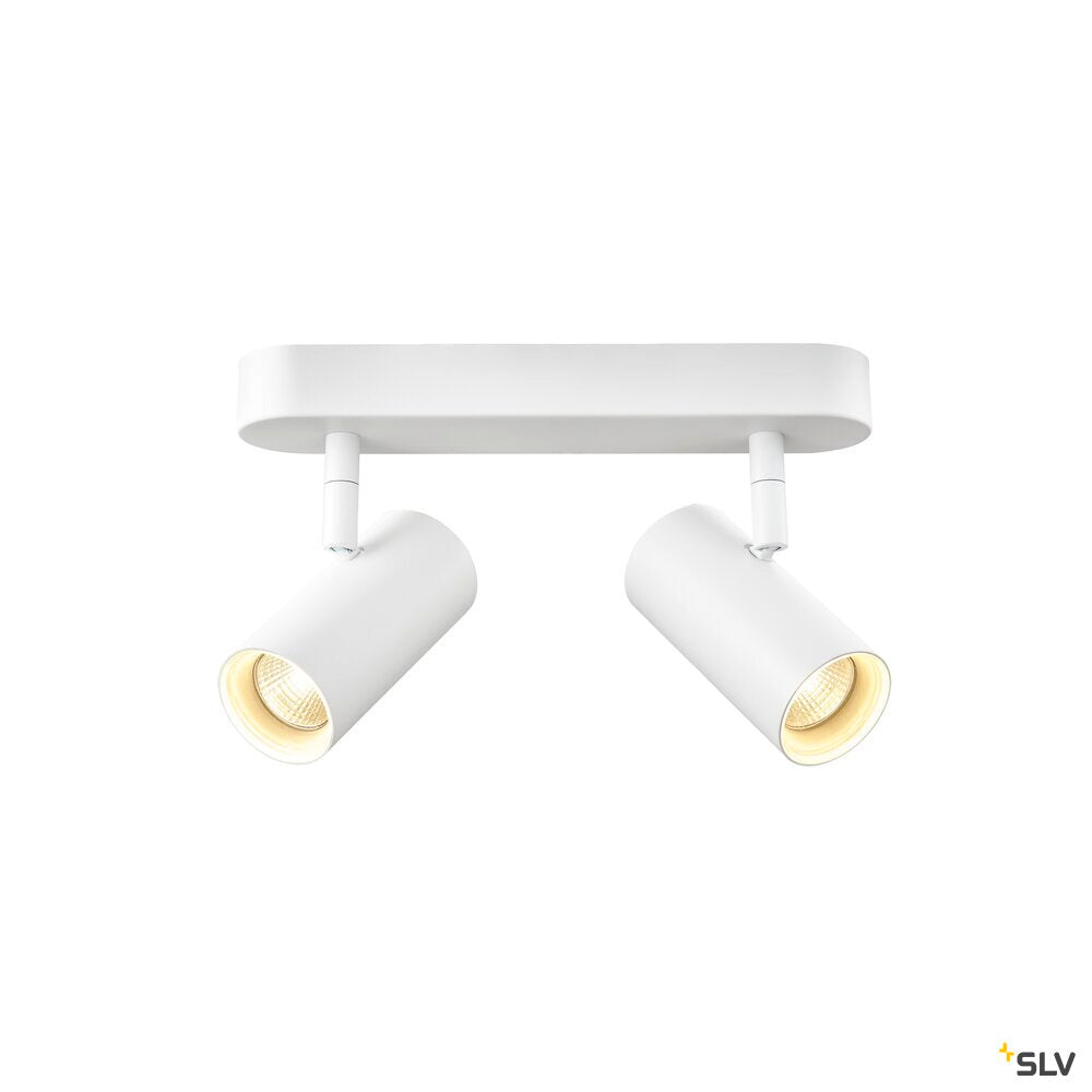 SLV NOBLO®, wall and ceiling-mounted light, double, round, 3000 K, 12 W, PHASE, 32°, white 1008710