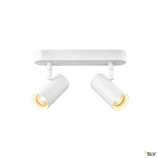 SLV NOBLO®, wall and ceiling-mounted light, double, round, 3000 K, 12 W, PHASE, 32°, white 1008710