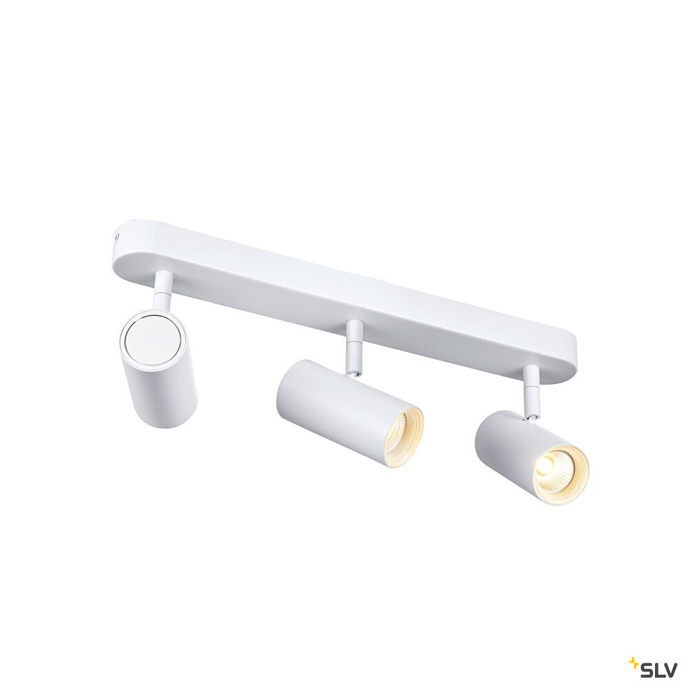 SLV NOBLO®, wall and ceiling-mounted light, triple, round, 3000 K, 19 W, PHASE, 32°, white 1008711