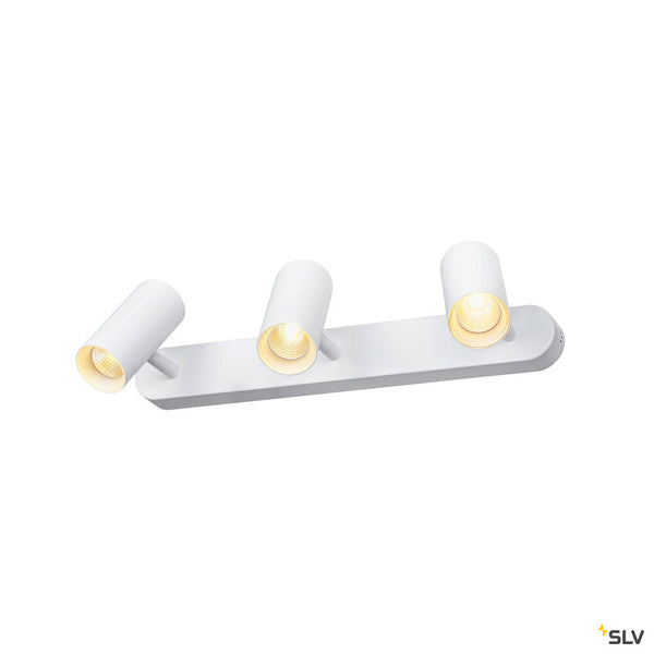 SLV NOBLO®, wall and ceiling-mounted light, triple, round, 3000 K, 19 W, PHASE, 32°, white 1008711