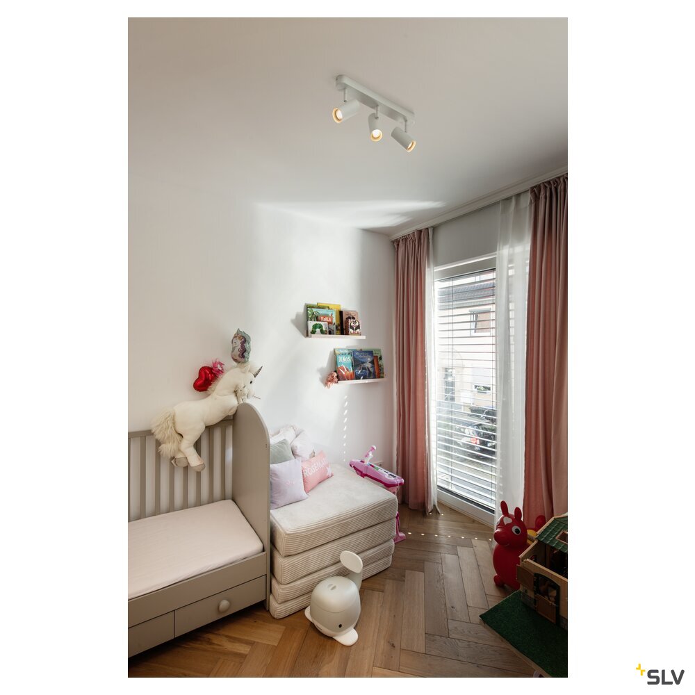 SLV NOBLO®, wall and ceiling-mounted light, triple, round, 3000 K, 19 W, PHASE, 32°, white 1008711