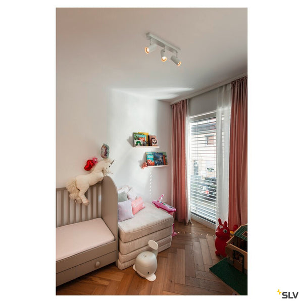 SLV NOBLO®, wall and ceiling-mounted light, triple, round, 3000 K, 19 W, PHASE, 32°, white 1008711