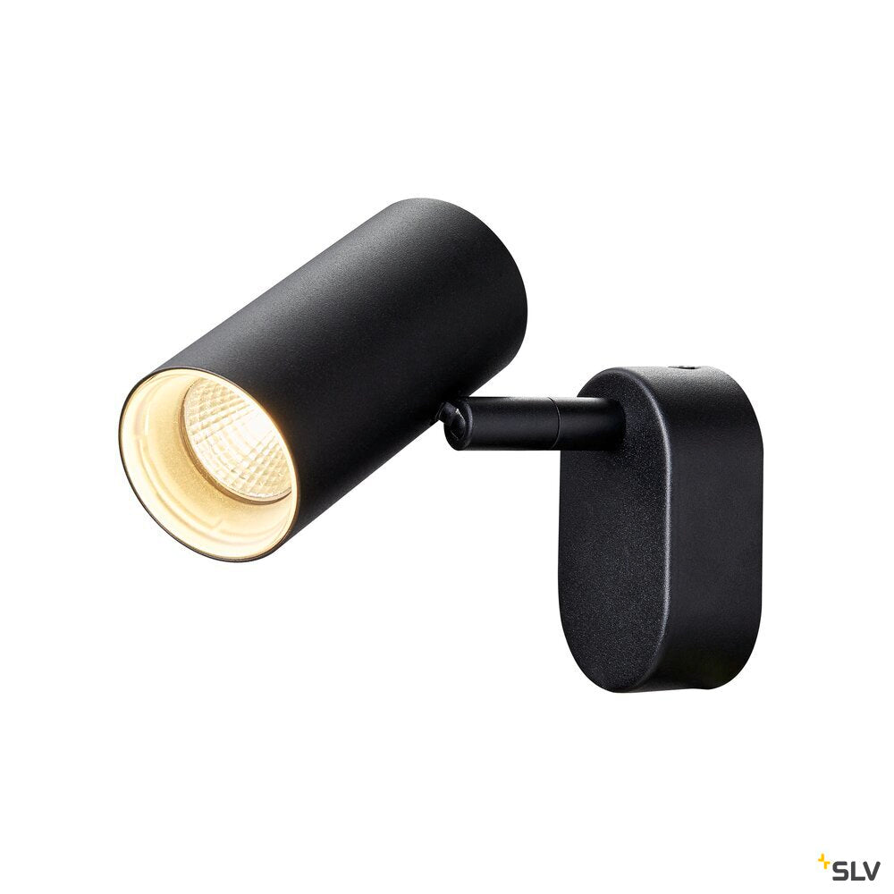 SLV NOBLO®, wall and ceiling-mounted light, single, round, 3000 K, 6 W, PHASE, 32°, black 1008712